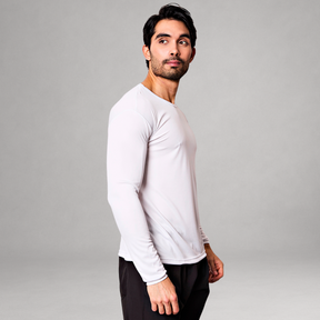 Camiseta Manga Longa Branca Dry Fit Proteção UV Masculina