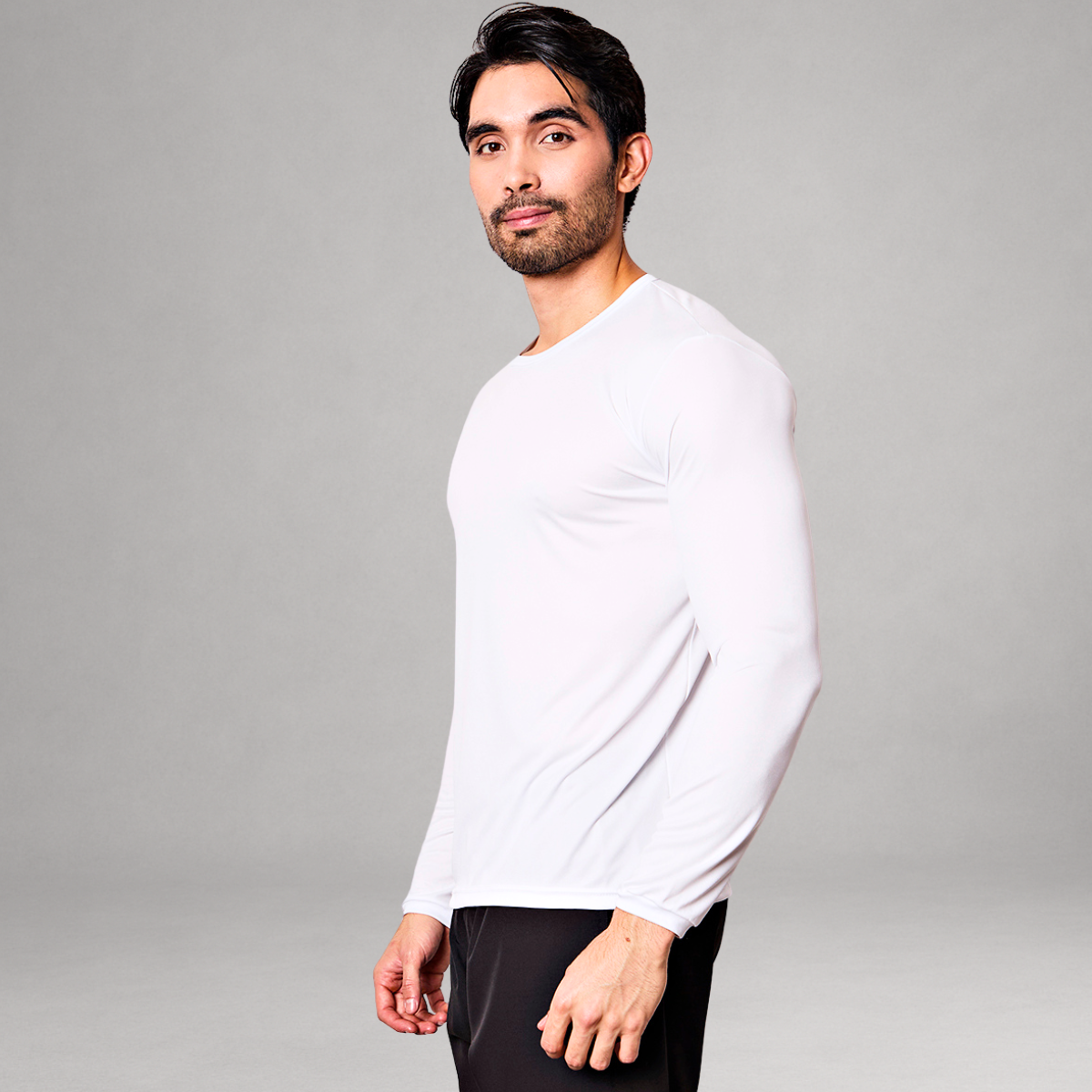 Camiseta Manga Longa Branca Dry Fit Proteção UV Masculina