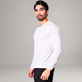 Camiseta Manga Longa Branca Dry Fit Proteção UV Masculina