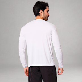 Camiseta Manga Longa Branca Dry Fit Proteção UV Masculina
