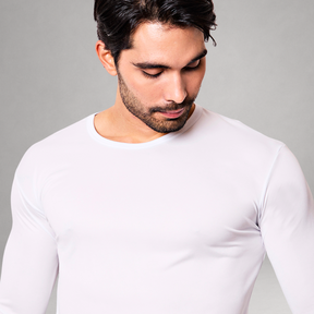 Camiseta Manga Longa Branca Dry Fit Proteção UV Masculina