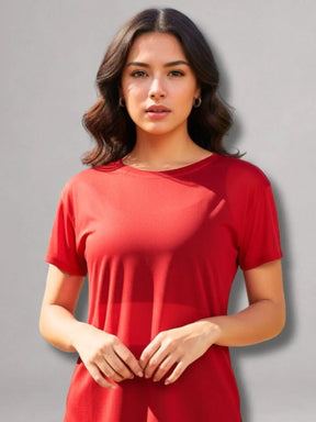 Camisa Moda Fitness Tule Luxo Tendência Tule S/Manga Vermelho