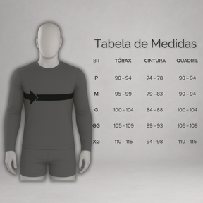 Camiseta Manga Longa Azul Dry Fit Proteção UV Masculina