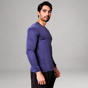 Camiseta Manga Longa Azul Dry Fit Proteção UV Masculina