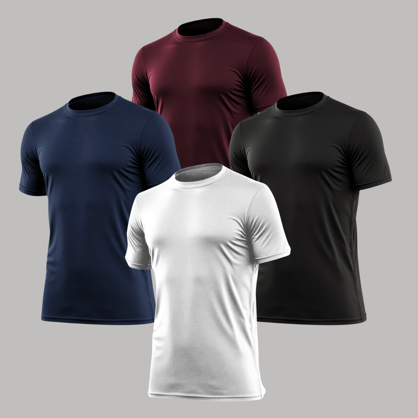 Kit 4 Camiseta de Algodão Masculina Cinza