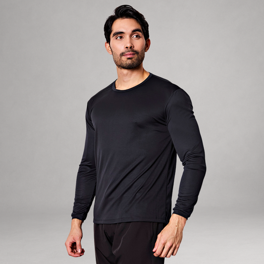 Camiseta Manga Longa Preta Dry Fit Proteção UV Masculina