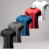 Kit 5 Camisetas Masculinas Dry Fit Proteção UV – Preta, Bordô, Cinza, Azul e Branca