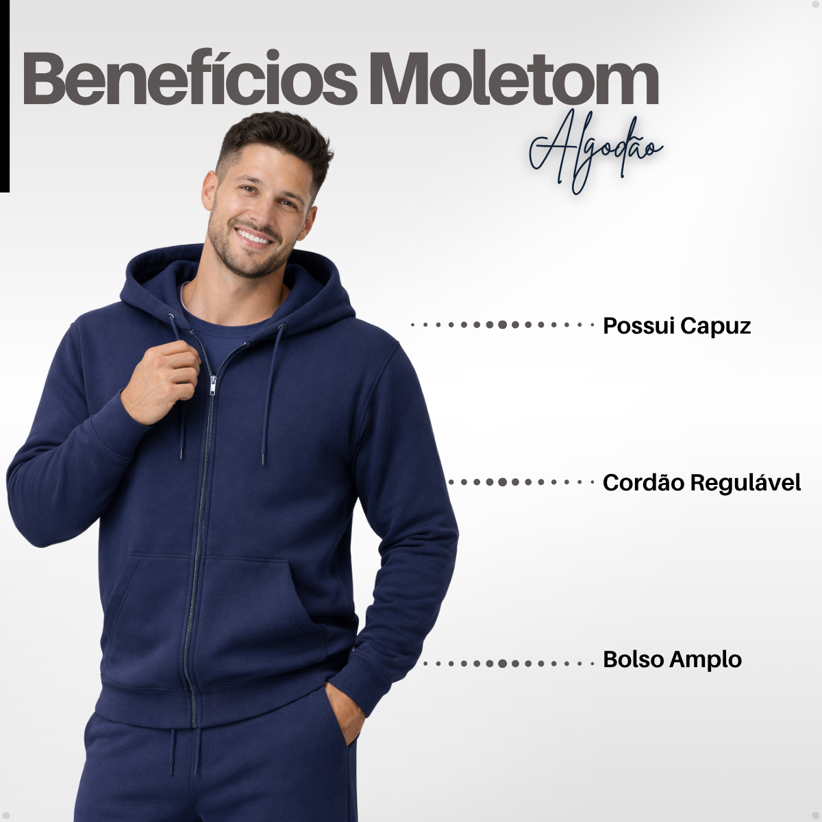 Conjunto Moletom Azul Marinho Premium