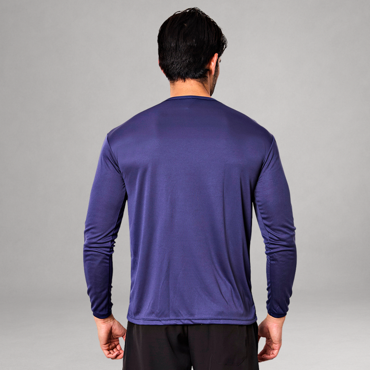 Camiseta Manga Longa Azul Dry Fit Proteção UV Masculina