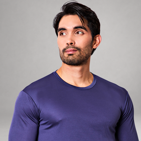 Camiseta Manga Longa Azul Dry Fit Proteção UV Masculina