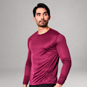 Camiseta Manga Longa Bordô Dry Fit Proteção UV Masculina