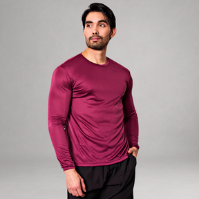 Camiseta Manga Longa Bordô Dry Fit Proteção UV Masculina