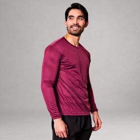 Camiseta Manga Longa Bordô Dry Fit Proteção UV Masculina