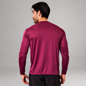 Camiseta Manga Longa Bordô Dry Fit Proteção UV Masculina
