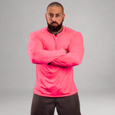 Camiseta Manga Longa Rosa Neon Dry Fit Proteção UV Masculina