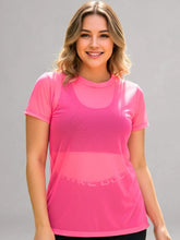 Camisa Moda Fitness Tule Luxo Tendência Tule S/Manga Rosa