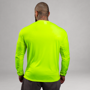 Camiseta Manga Longa Amarelo Neon Dry Fit Proteção UV Masculina