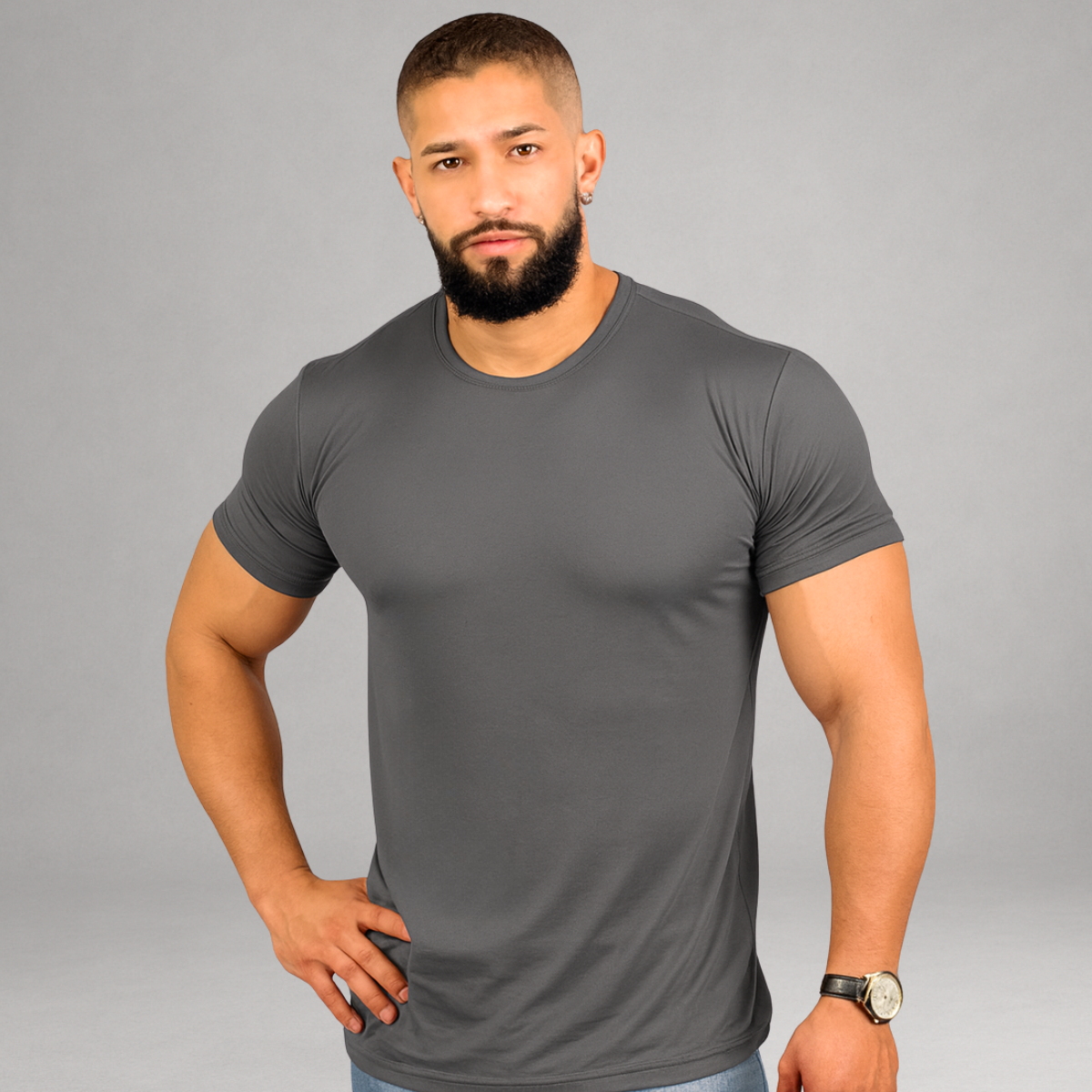Camiseta Masculina Cinza Básica Dry Fit Premium