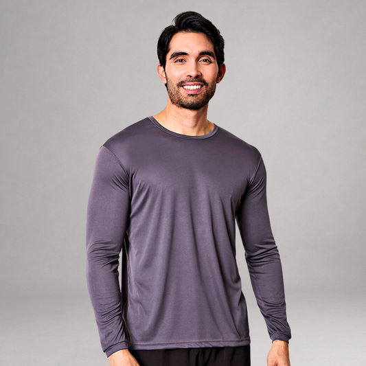 Camiseta Manga Longa Cinza Dry Fit Proteção UV Masculina