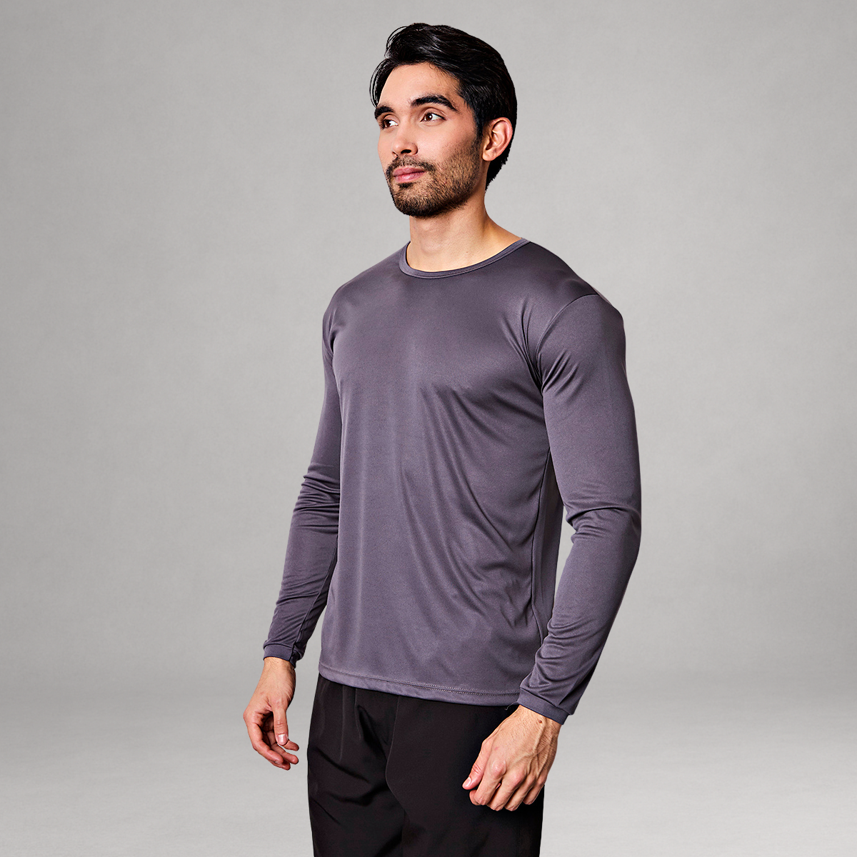 Camiseta Manga Longa Cinza Dry Fit Proteção UV Masculina