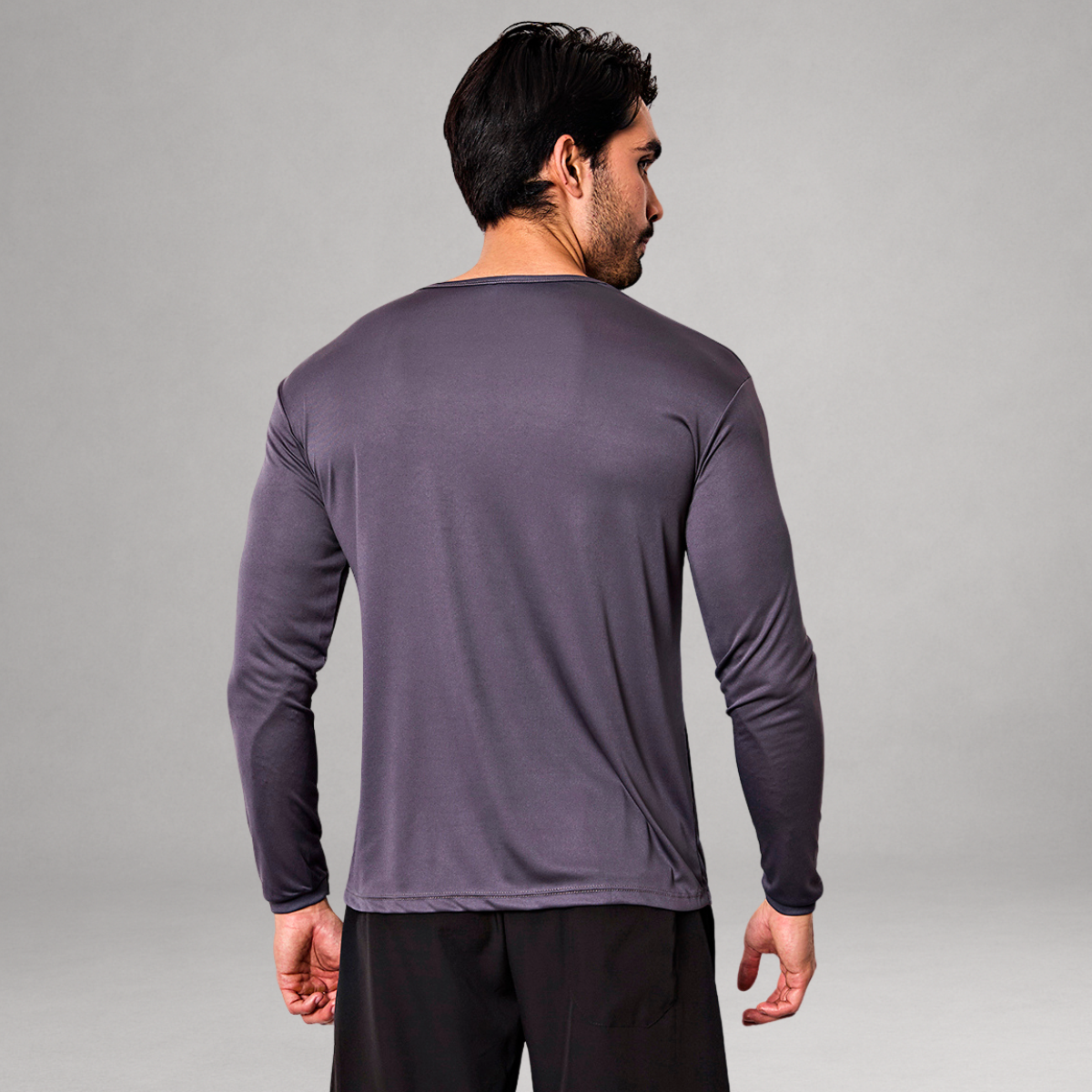 Camiseta Manga Longa Cinza Dry Fit Proteção UV Masculina