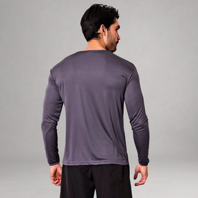 Camiseta Manga Longa Cinza Dry Fit Proteção UV Masculina