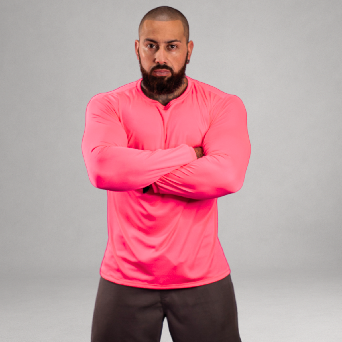 Kit 3 Camisetas Manga Longa Masculinas Dry Fit Proteção UV – Rosa Neon, Amarelo Neon e Laranja Neon