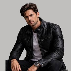 Jaqueta de Couro Masculina Preta Premium