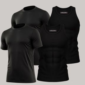 Kit 2 Camisetas Masculinas Dry Fit + 2 Regatas Dry Fit