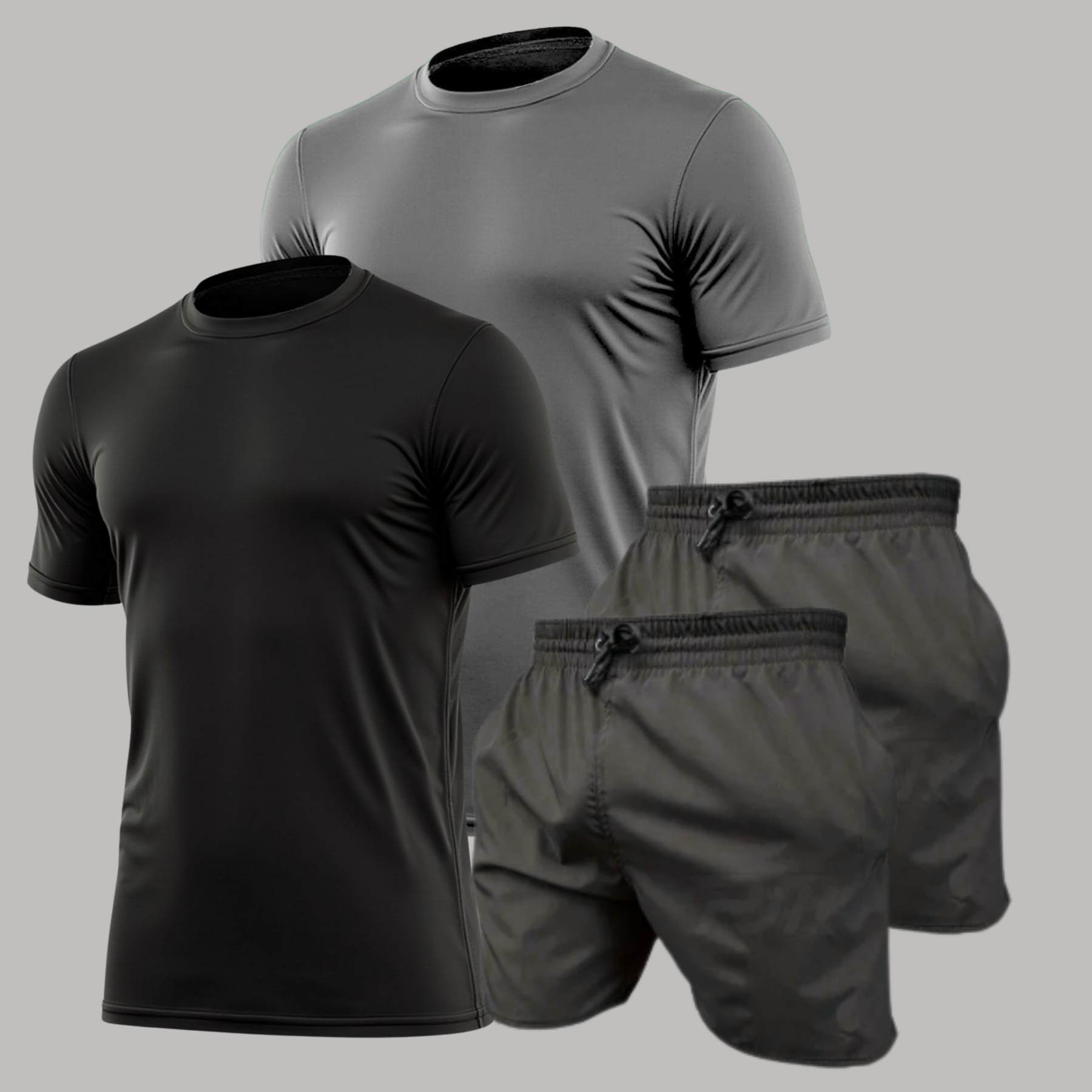 Kit 2 Camiseta Masculinas Dry Fit + 2 Bermudas Dry Fit