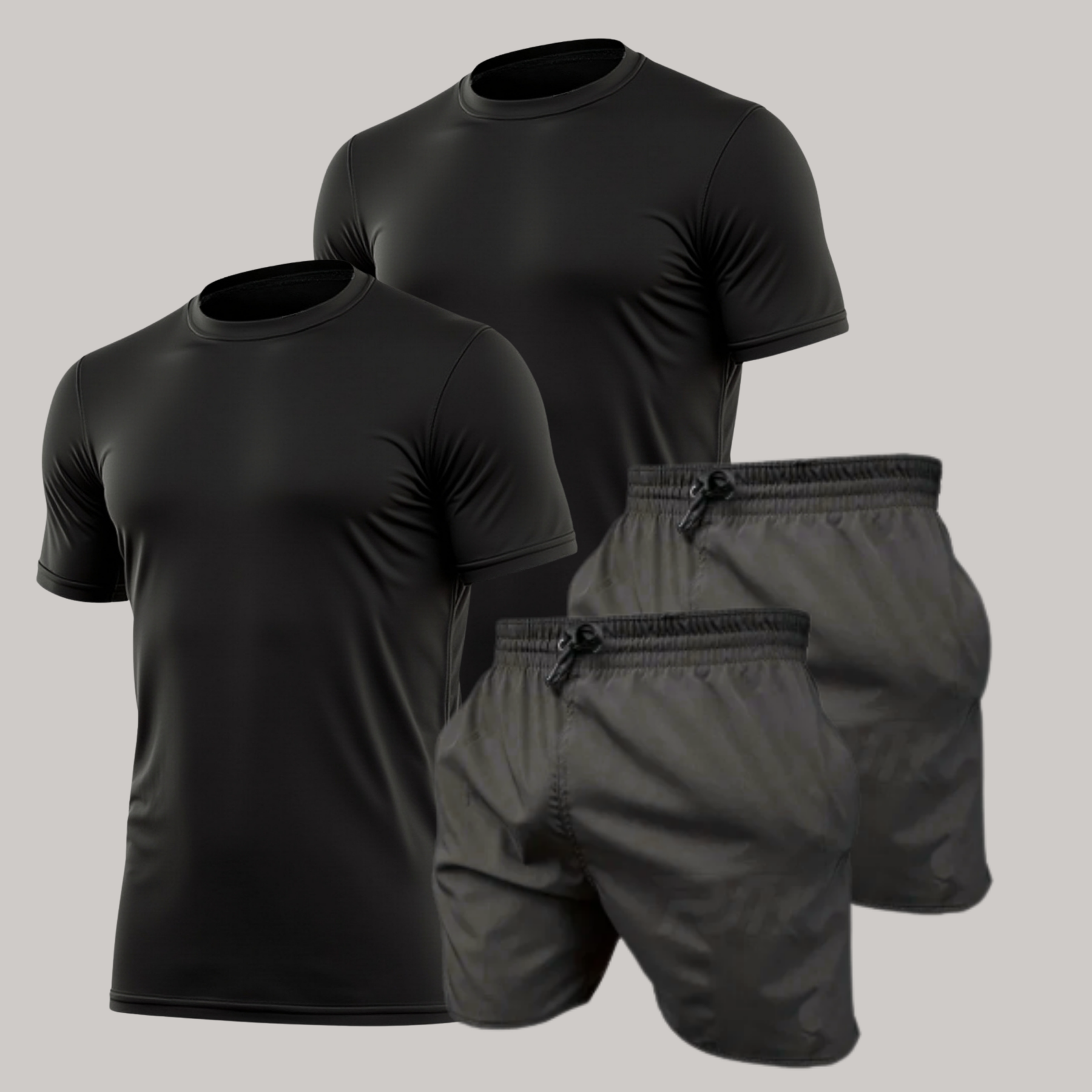Kit 2 Camiseta Masculinas Dry Fit + 2 Bermudas Dry Fit