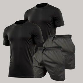 Kit 2 Camiseta Masculinas Dry Fit + 2 Bermudas Dry Fit