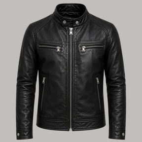 Jaqueta de Couro Masculina Preta Premium