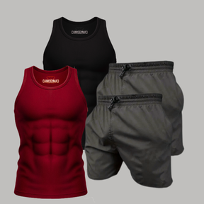 Kit 2 Regatas Masculinas Dry Fit + 2 Bermudas Dry Fit
