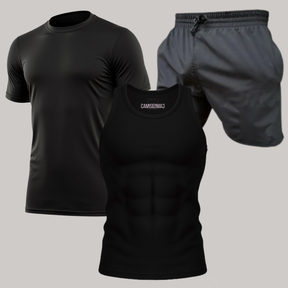 Kit 1 Camiseta Masculinas Dry Fit + 1 Bermudas Dry Fit + 1 Regata Masculinas Dry Fit