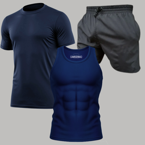 Kit 1 Camiseta Masculinas Dry Fit + 1 Bermudas Dry Fit + 1 Regata Masculinas Dry Fit
