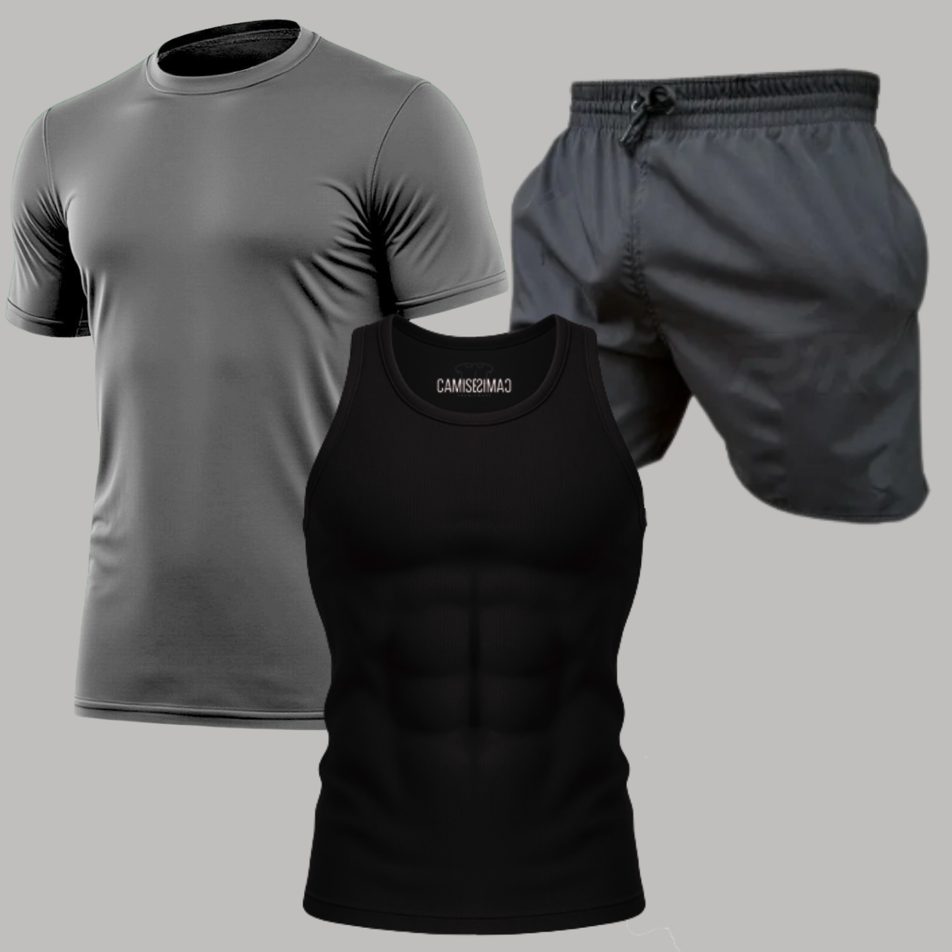 Kit 1 Camiseta Masculinas Dry Fit + 1 Bermudas Dry Fit + 1 Regata Masculinas Dry Fit