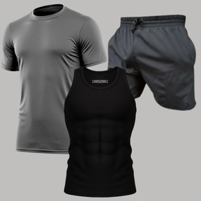 Kit 1 Camiseta Masculinas Dry Fit + 1 Bermudas Dry Fit + 1 Regata Masculinas Dry Fit