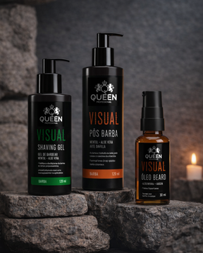 Kit Barba Completa – Gel de Barbear 120ml + Pós-Barba 120ml + Óleo para Barba 30ml