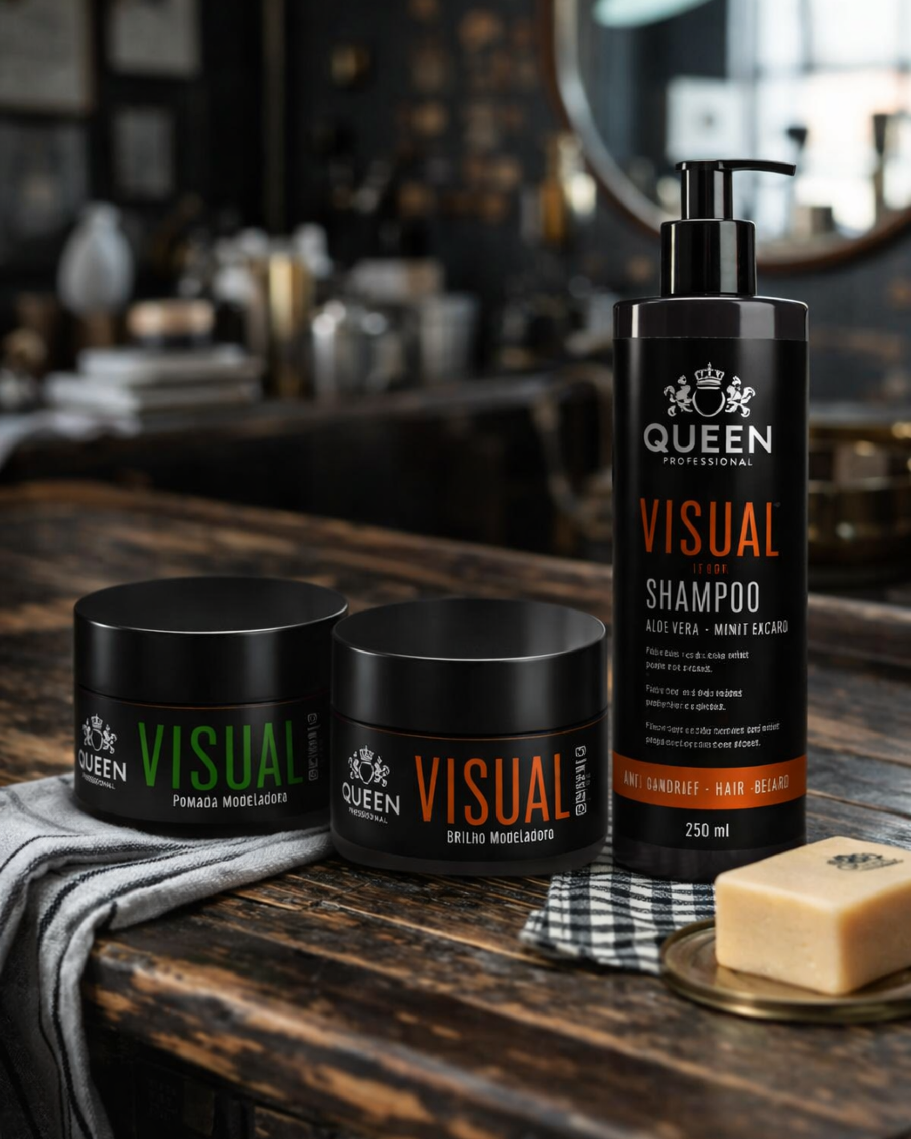 Kit Estilo e Definição – Shampoo 250ml + Pomada Efeito Teia 150g + Pomada Efeito Brilho Molhado 150g