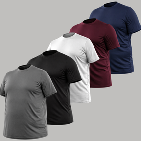 Kit Plus Size 5 Camisetas Masculinas Dry Fit Proteção UV – Preta, Bordô, Cinza, Azul e Branca