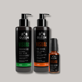 Kit Barba Completa – Gel de Barbear 120ml + Pós-Barba 120ml + Óleo para Barba 30ml